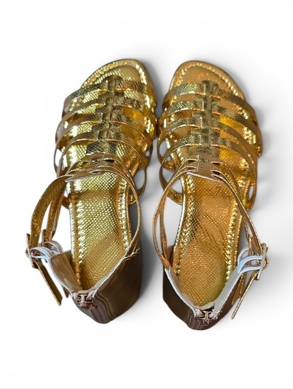 Gold Strappy Women’s Gladiator Sandals - Metallic Gold